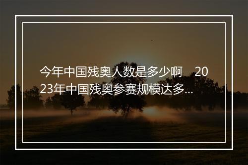 今年中国残奥人数是多少啊　2023年中国残奥参赛规模达多少名