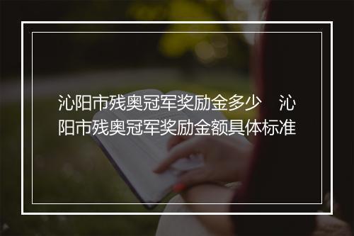 沁阳市残奥冠军奖励金多少　沁阳市残奥冠军奖励金额具体标准